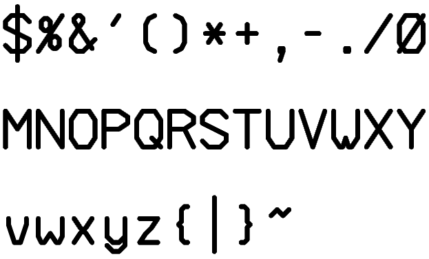 (font sample from PDS-1 font)