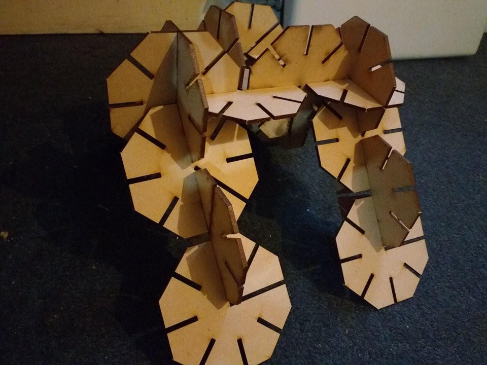Photo of a small Heckballs structure assembled